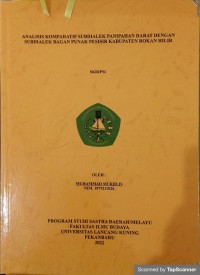 Analisis komparatif subdialek panipahan darat dengan subdialek bagan puncak pesisir kabupaten Rokan Hilir