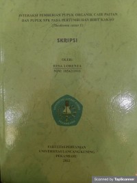 Interaksi pemberian pupuk organik cair paitan dan pupuk npk pada pertumbuhan bibit kakao