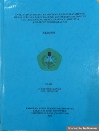 Analisa data mining klasifikasi kesesuaian bidang kerja lulusan fakultas ilmu komputer universitas lancang kuning menggunakan algoritma