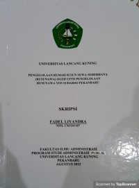 Pengelolaan rumah susun sewa sederhana (RUSUNAWA) oleh UPTD pengelolaan rusunawa Yos Sudarso Pekanbaru