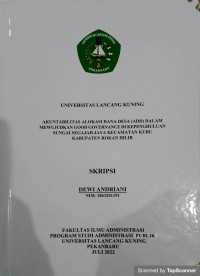 Akuntabilitas alokasi dana desa (ADD) Dalam mewujudkan GOOD GOVERNANCE di kepenghuluan sungai segajah jaya Kecamatan Kubu Kabupaten Rokan Hilir