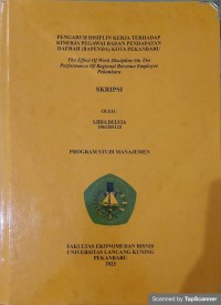 Pengaruh disiplin kerja terhadap kinerja pegawai badan pendapatan daerah (bapenda) kota pekanbaru