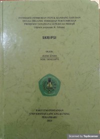 Interaksi pemberian pupuk kandang sapi dan mulsa organik terhadap pertumbuhan produksi tanaman lengkuas merah