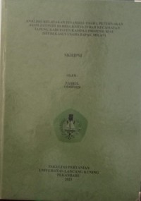 analisis kelayakan finansialusaha peternakan ayam jatinom didesa karya indah kecamatan tapung kabupaten kampar propinsi riau (studi kasus usaha bapak milan)