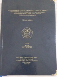 Studi eksperimental nilai keausan campuran asphalt concrete wearing course (wc) menggunakan aspal modifikasi karet alami dengan variasi suhu pemadatan