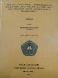 Pengaruh Struktur Modal, Profitabilitas dan Ukuran Perusahaan Terhadap Nilai Perusahaan pada Perusahaan Sektor Transportasi yang Terdaftar di BEI