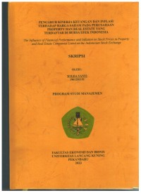 Pengaruh Kinerja Keuangan Dan Inflasi Terhadap Harga Saham Pada Perusahaan Property Dan Real Estate Yang Terdaftar Di Bursa Efek Indonesia