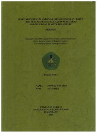 Penegakan Hukum Undang-Undang Nomor 39 Tahun 2007 Tentang Cukai Terhadap Peredaran Rokok Ilegal di KOta Pekanbaru