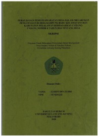 Peran Badan Permusyawaratan Desa dalam Melakukan Pengawasan di Desa Kampung Baru Kecamatan Ukui Kabupaten Pelalawan Berdasarkan Undang-Undang Nomor 6 Tahun 2014 Tentang Desa