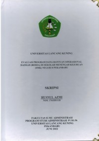 Evaluasi program dana bantuan oprasional daerah ( BOSDA ) di sekolah menengah kejuruan ( SMK ) negeri 8 pekanbaru