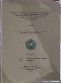 Tanggung jawab usaha pelaku dalam pendistribusian bahan bakar minyak (BBM) di kabupaten siak berdasarkan undang-undang nomor 22 tahun 2001 tentang minyak dan gas bumi