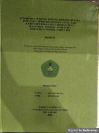 Penertiban warung remang-remang di desa pematang tebih kecamatan ujung batu kabupaten rokan hulu berdasarkan peraturan daerah kabupaten rokan hulu nomor 1 tahun 2009