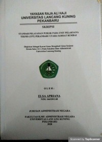 Standar pelayanan publik pada unit pelaksanaan teknis (UPT) pekanbaru utara samsat rumbai