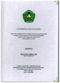 Strategi pembangunan desa padang Mandailing garugur kecamatan Saipar Dolok Hole kabupaten tapanuli selatan Sumatera Utara