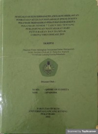 Penegakan hukum terhadap pelanggaran pemberlakuan pembatasan kegiatan masyarakat (PPKM) di kota pekanabru berdasarkan peraturan daerah kota pekanbaru berdasarkan peraturan daerah kota pekanbaru no.7 tahun 2021  tentang perlindungan masyarakat dari penyebaran dan dampak corona virus disease 201`9