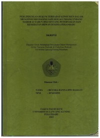 Perlindungan Hukum Terhadap Konsumen Dalam Mengonsumsi Daging  Sapi Sesuai Undang-Undang Nomor 41 Tahun 2014 Tentang Peternakan Dan Kesehatan Hewan Di KotaPekanbaru