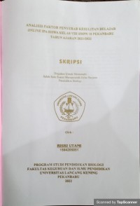 Analisis faktor penyebab kesulitan belajar online ipa siswa kelas VIIIsmpn 18 pekanbaru tahun ajaran 2021/2022