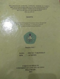 Pelaksanaan undang-undang nomor 32 tahun 2009 tentang perlindungan dan pengelolaan lingkungan hidup terhadap pembakaran hutan di wilayah kabupaten Pelalawan