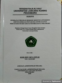 Penerapan program redrose (redifine optemizing service) sebagai inovasi dalam palayanan pertanahan di kecamatan rumbai kota pekanbaru