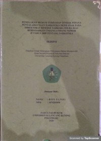 Penegakan hukum terhadap tindak pidana penyalahgunaan narkotika oleh anak pada direktorat reserse narkoba polda riau berdasarkan undang-undang nomor 35 tahun 2009 tentang narkotika