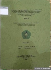 PENERAPAN SANKSI TERHADAP PELAKU PERBUATAN ASUSILA BERDASARKAN PERATURAN DAERAH NOMOR 5 TAHUN 2002 TENTANG KETERTIBAN UMUM DI KECAMATAN PAYUNG SEKAKI KOTA PEKANBARU