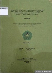 PELAKSANAAN HAK ATAS PENGHASILAN TETAP KEPALA DESA DI KECAMATAN KAMPAR KIRI HULU KABUPATEN KAMPAR BERDASARKAN UNDANG-UNDANG NOMOR 6 TAHUN 2014 TENTANG DESA