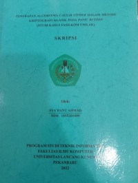 Penerapan algoritma caesar cipher dalam metode kriptografi klasik pada panic button ( studi kasus fasilkom unilak )