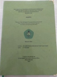 Pelaksanaan diskresi kepolisian terhadap tindak pidana kecelakaan lalu lintas di wilayah hukum kepolisian resor Siak