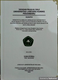 Efektifitas bidang operasi dan ketertiban masyarakat pada satuan polisi pamong praja (satpol pp) dalam operasi penyakit masyarakat di kota pekanbaru