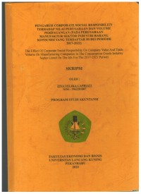 Pengaruh Corporate Social Resposibility terhadap Nilai Perusahaan Dan Volume Perdagangan (Pada Perusahaan Manufaktur Sektor Industri Barang Konsumsi Yang Terdaftar Di BEI Periode 2017-2021)